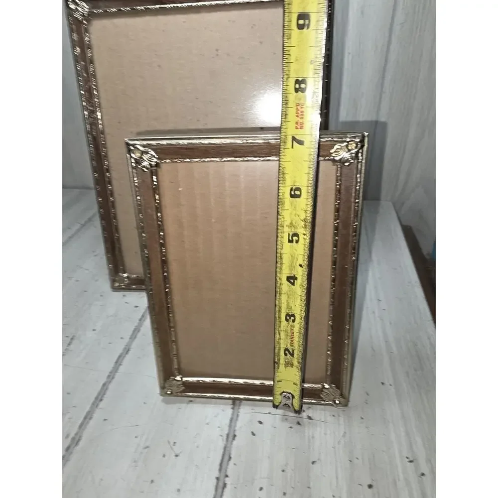 Vintage Gold Tone Art Deco Baroque Picture Frame MCM Faux Wood Detail Ornate